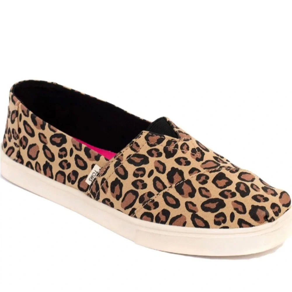 Toms Leopard Print Canvas Slip-On Sneakers - Tan, Black, Brown